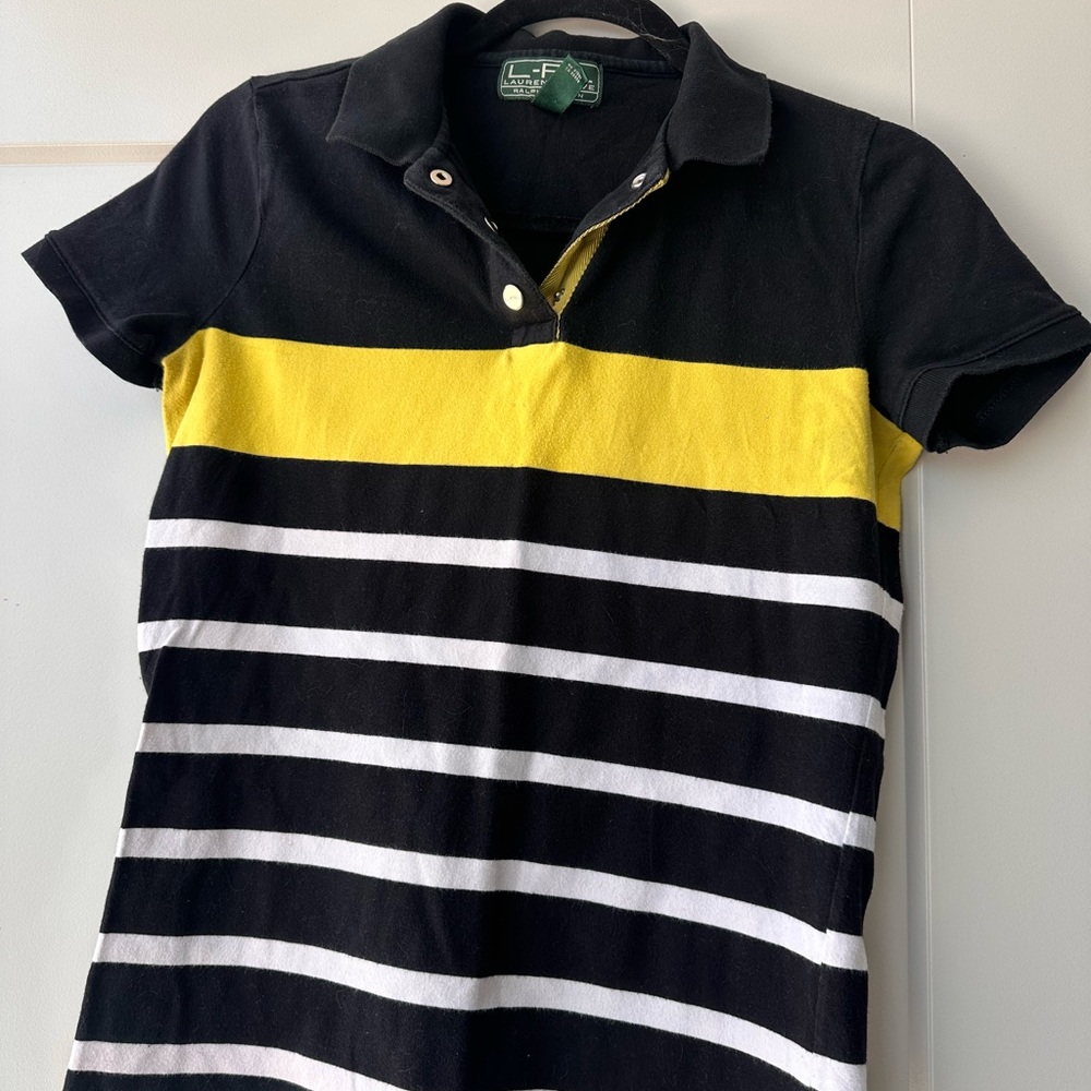 Ralph Lauren Striped Polo Dress with Bold Yellow Panel